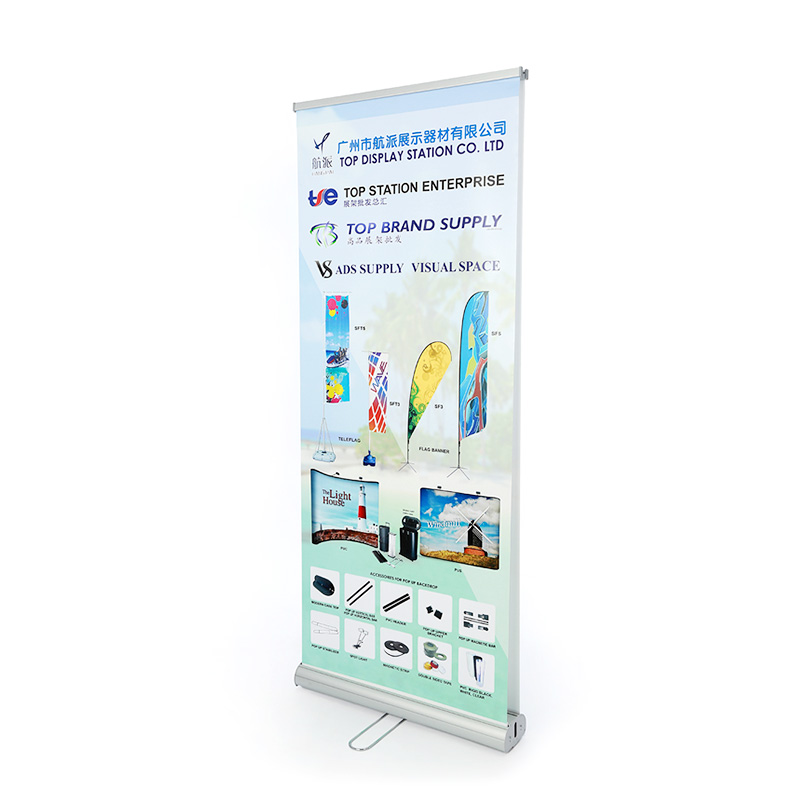 Steel wire Bottom foot Double sided Roll Up Banner Stand