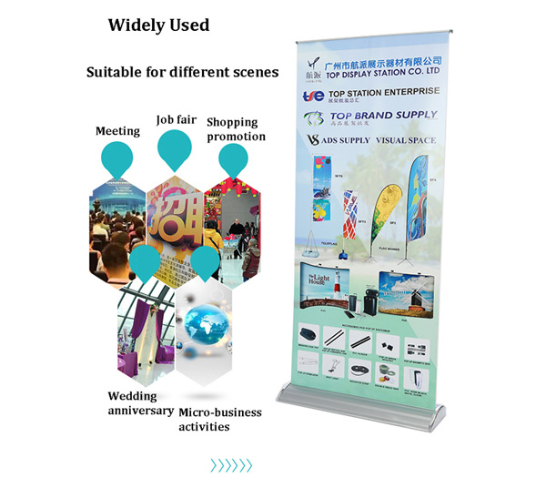 Retractable Wide Base Plastic Steel Roll Up Banner Stand